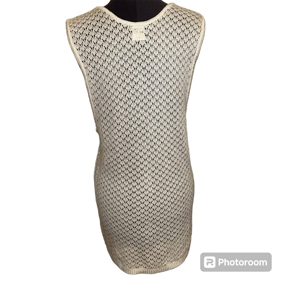 Vtg Disney Mickey Unlimited Crochet White Sleeveless Long Cardigan - Picture 8 of 14